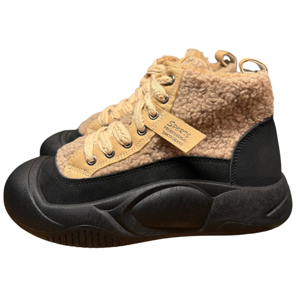 MALE MONKEY Men's 6 Professional Skateboard Shoes Black Tan Sherpa